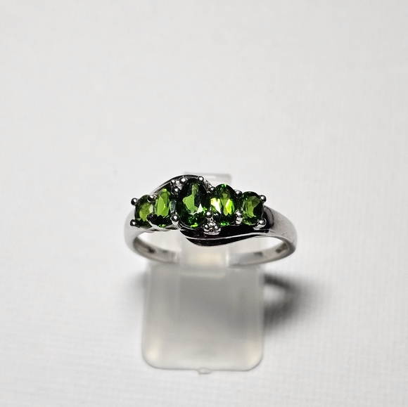Genuine Chrome Diopside & Topaz Sterling Silver Ring Size 9.5! ✨️ - Picture 7 of 10